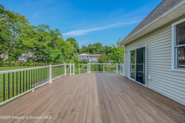 98 Electric St Unit L 1, Clarks Summit, PA 18411 - wooden terrace with a lawn and view of scattered trees
