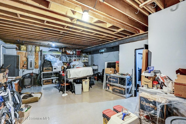 basement with electric panel