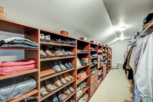 walk in closet with vaulted ceiling