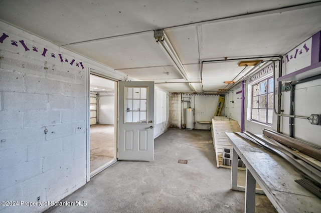 basement with water heater