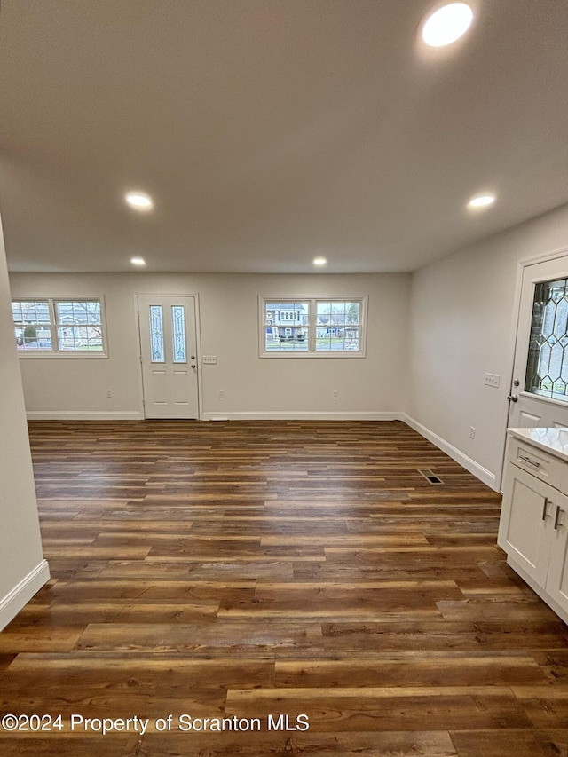 interior space featuring dark hardwood / wood-style floors and plenty of natural light