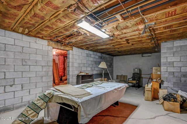 unfinished below grade area featuring pool table