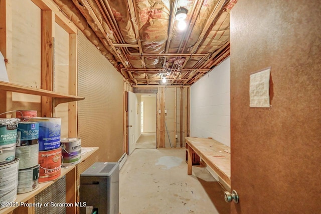 view of unfinished basement