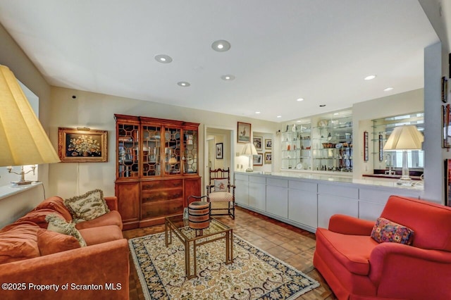 living area featuring recessed lighting