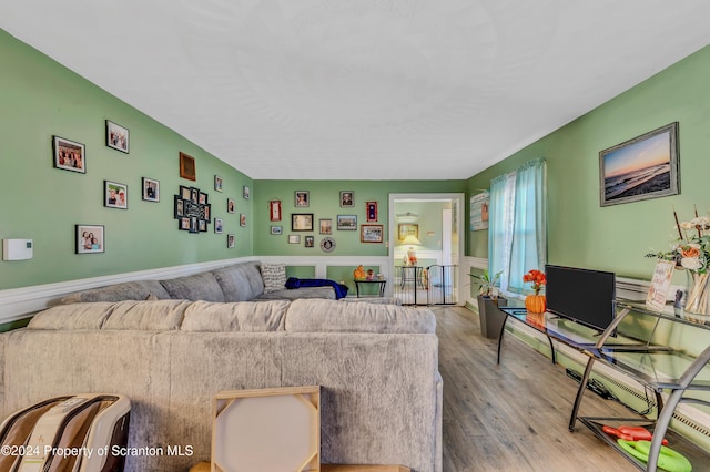 living room with wood-type flooring