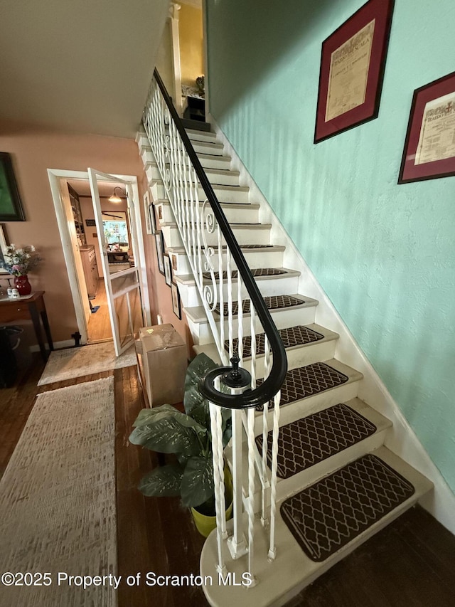 298 Crosstown Hwy, Union Dale, PA 18470 - staircase featuring wood finished floors