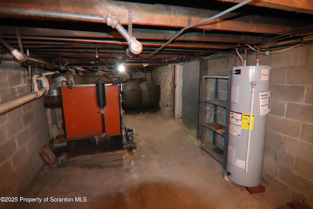 basement with electric water heater