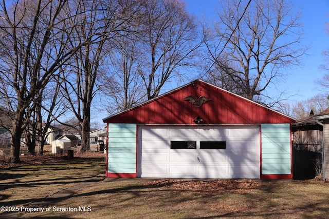 view of outbuilding with a garage