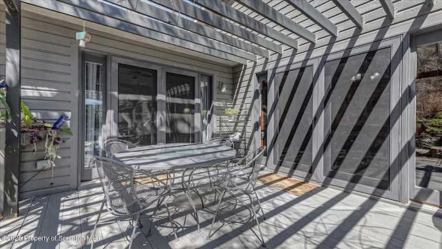 141 Cove Point Cir, Lakeville, PA 18438 - deck with a pergola and outdoor dining area