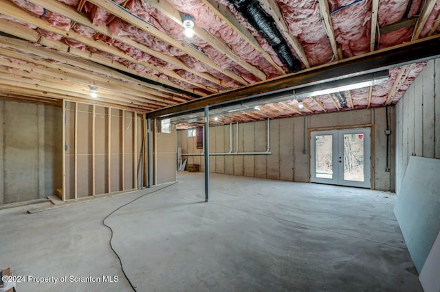 basement featuring french doors