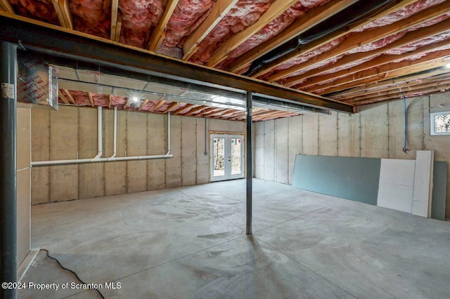 basement with french doors