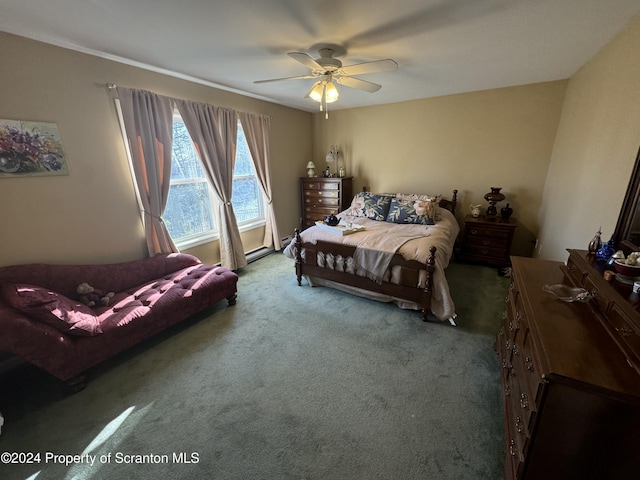 bedroom with carpet floors and ceiling fan