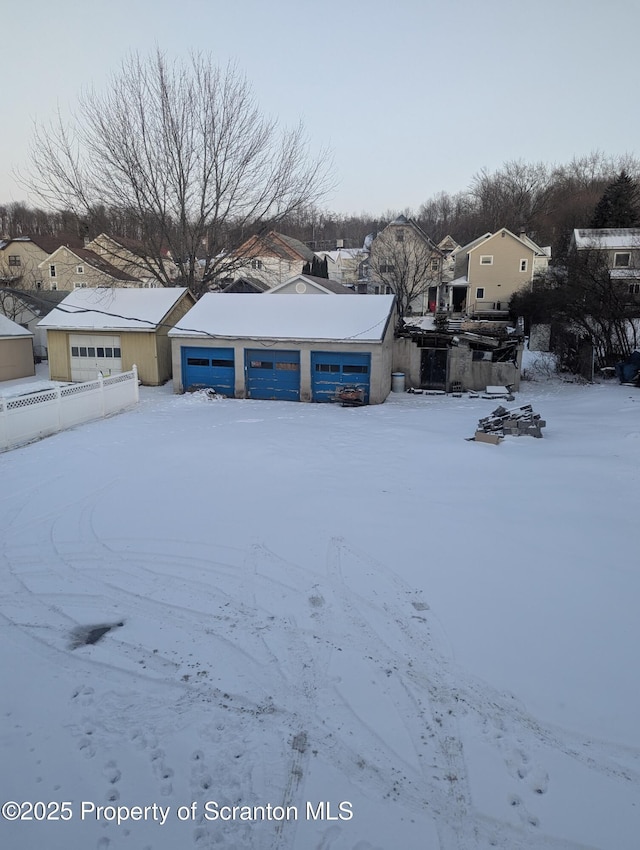 exterior space with a garage