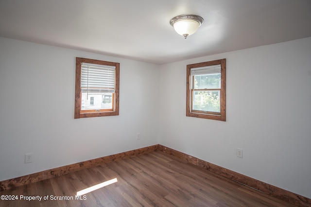 empty room featuring plenty of natural light and wood-type flooring