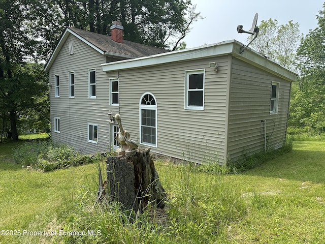 439 Old Union Rd, Equinunk, PA 18417 - rear view of property with a lawn and a chimney