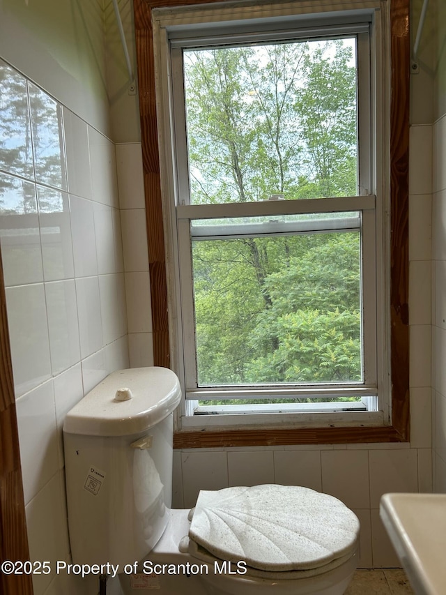 439 Old Union Rd, Equinunk, PA 18417 - half bathroom with tile walls and healthy amount of natural light