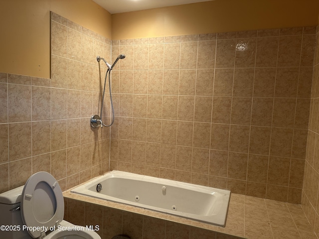 439 Old Union Rd, Equinunk, PA 18417 - bathroom featuring a combined bath / shower with jetted tub and tile walls