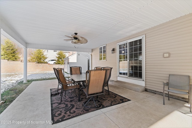 view of patio / terrace featuring ceiling fan