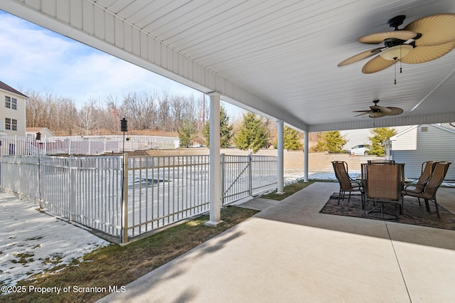 view of patio with ceiling fan