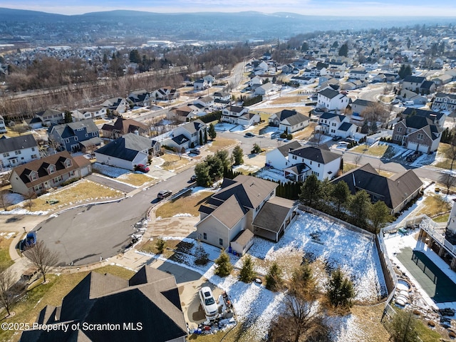 aerial view with a mountain view