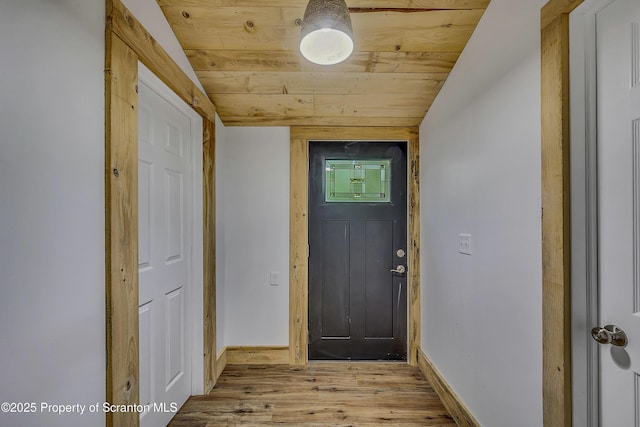 28 Holland Rd, Hawley, PA 18428 - doorway with wooden ceiling and light wood-style floors