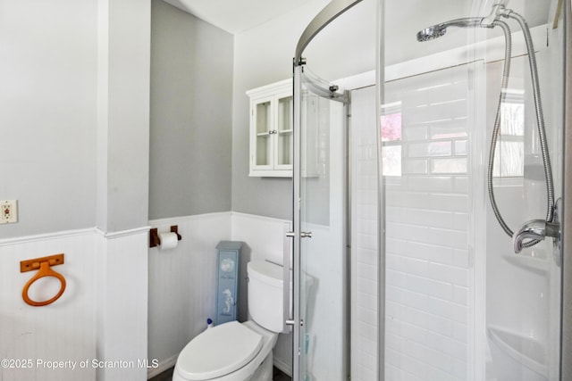675 Apple Tree Rd, Harding, PA 18643 - bathroom with a wainscoted wall and a shower stall