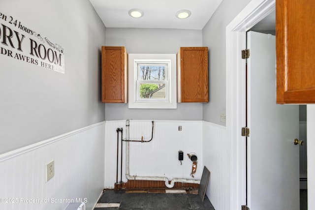 675 Apple Tree Rd, Harding, PA 18643 - laundry room featuring cabinet space and a wainscoted wall