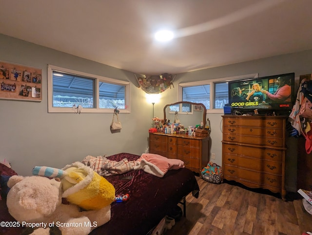 bedroom with wood-type flooring