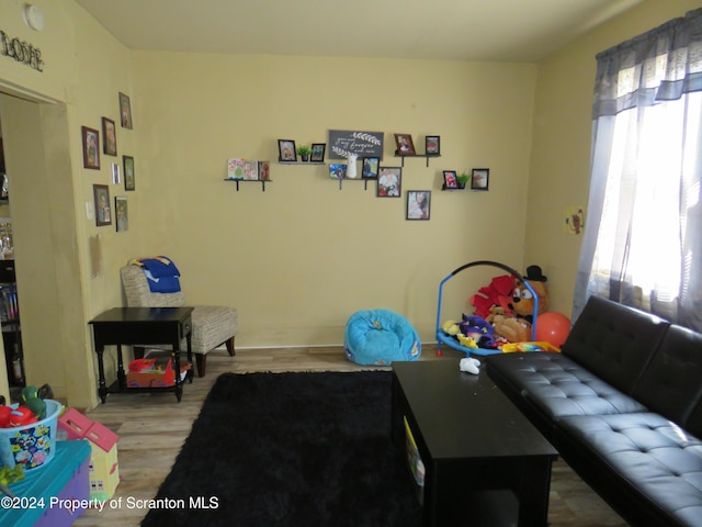 interior space with light hardwood / wood-style flooring