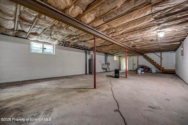 basement with gas water heater