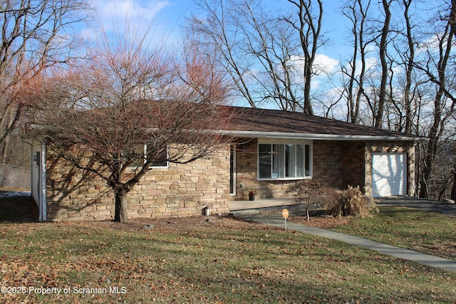 view of property exterior featuring a yard and a garage