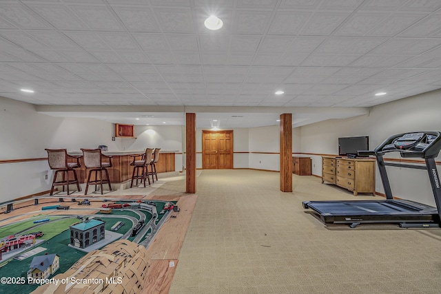 33 Hedge Row Run, Clarks Summit, PA 18411 - workout area with recessed lighting and bar area