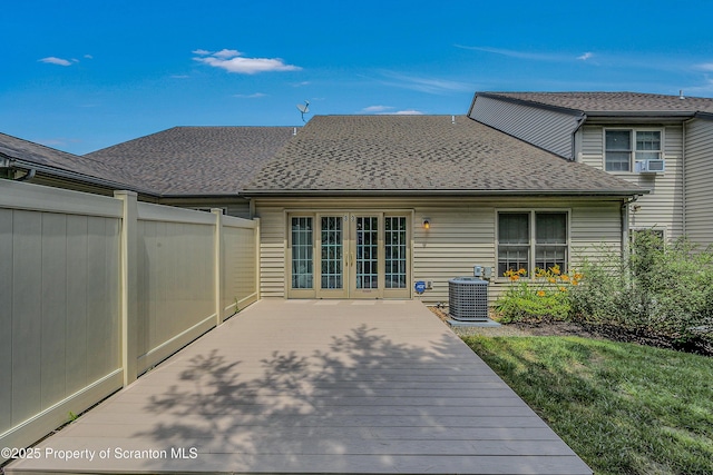 33 Hedge Row Run, Clarks Summit, PA 18411 - rear view of property featuring roof with shingles, a deck, and french doors
