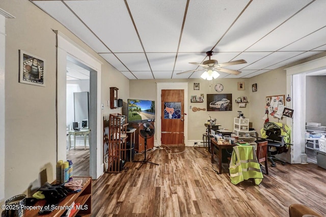 401-405 S Main Ave, Scranton, PA 18504 - interior space with a ceiling fan, wood finished floors, and a paneled ceiling