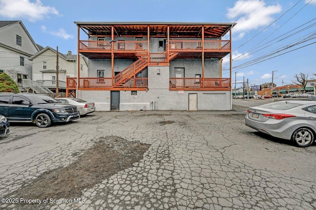 401-405 S Main Ave, Scranton, PA 18504 - view of front facade with stucco siding and stairway
