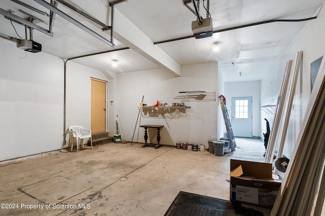 garage with a garage door opener