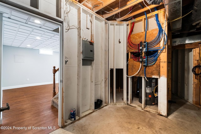 basement with electric panel