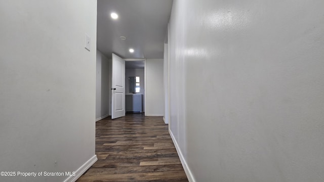 1119 Prospect Ave, Scranton, PA 18505 - hallway with dark wood-style flooring, baseboards, and recessed lighting