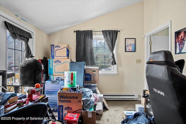 interior space with a baseboard radiator