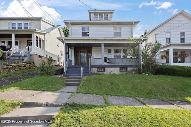818 Cherry St, Scranton, PA 18505 - american foursquare style home with covered porch and a front yard