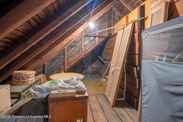 view of unfinished attic