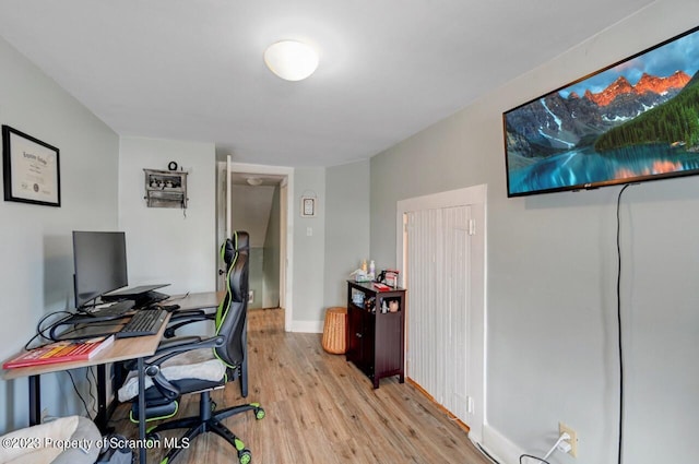 office space featuring light hardwood / wood-style floors