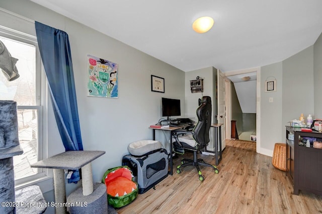 office area featuring light wood-type flooring