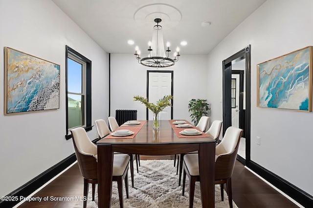 1210 N N Main Ave, Scranton, PA 18508 - dining space featuring dark wood-style flooring, a chandelier, and recessed lighting