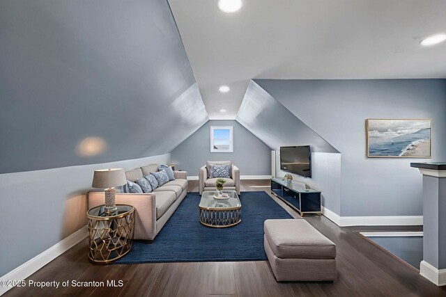 1210 N N Main Ave, Scranton, PA 18508 - living area with wood finished floors, vaulted ceiling, and recessed lighting