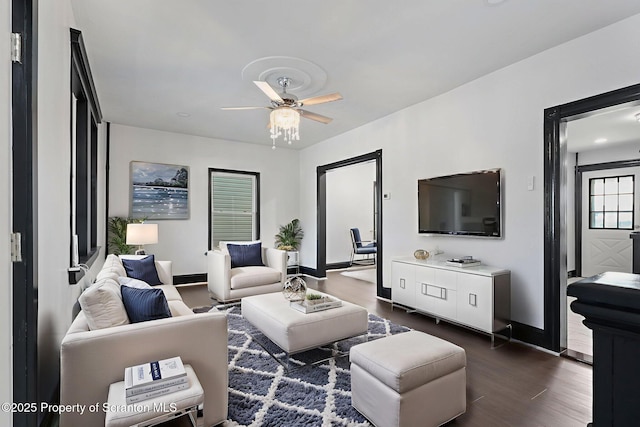 1210 N N Main Ave, Scranton, PA 18508 - living room featuring dark wood-type flooring and ceiling fan