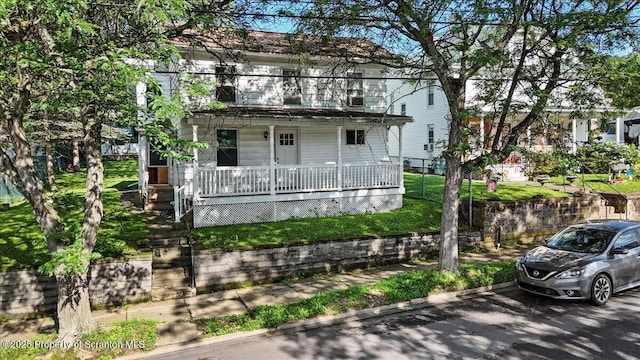 1017 W Market St, Scranton, PA 18508 - view of front of house with covered porch and a balcony