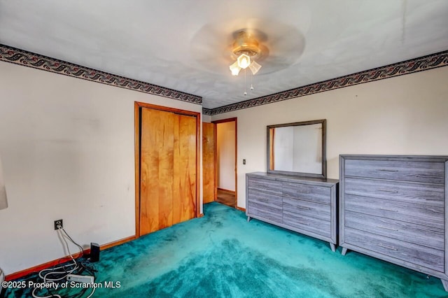 226 Linda Ln, Scranton, PA 18504 - unfurnished bedroom featuring carpet flooring, a closet, and a ceiling fan