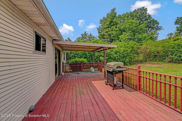 226 Linda Ln, Scranton, PA 18504 - wooden deck with a grill and a lawn