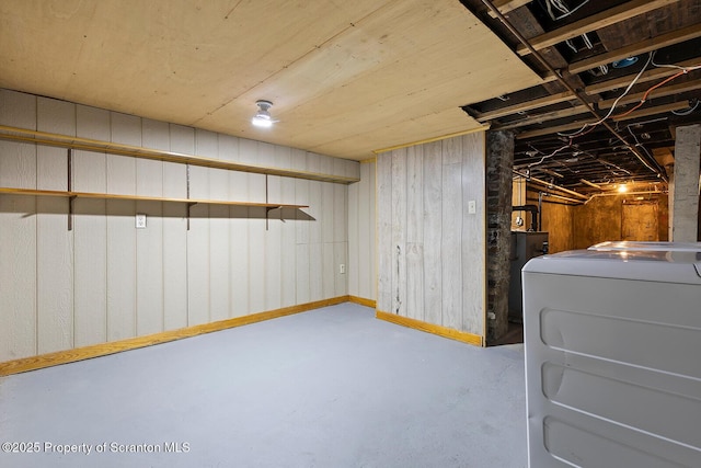 1324 Dartmouth St, Scranton, PA 18504 - basement featuring washer / clothes dryer and wood walls